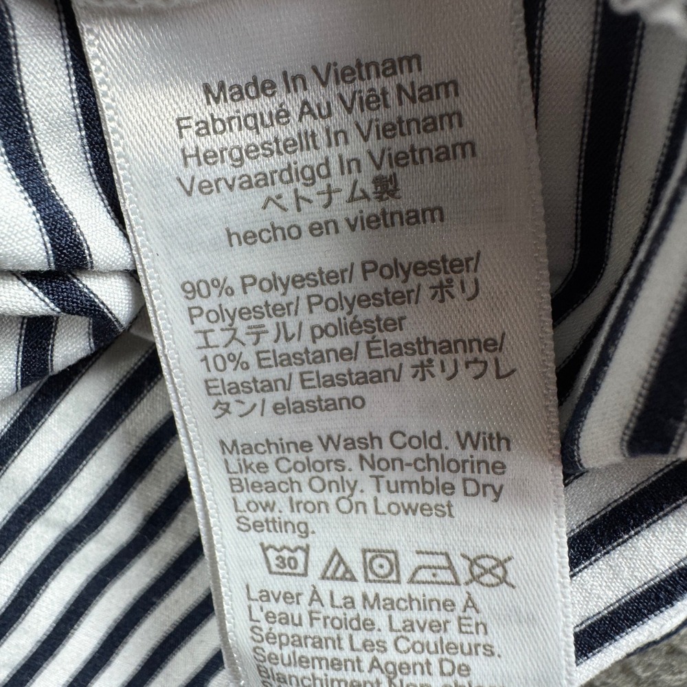 J Crew Performance Polo Shirt Men XL Short Sleeve Stripe Navy White Athletic - Picture 7 of 8